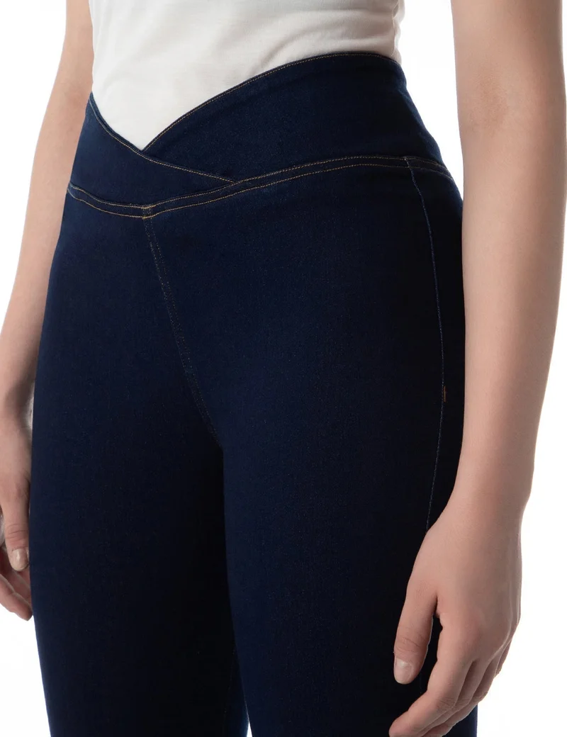 inkd Dark Knight Women's Flared Pull-on Jeans - Mid-Rise| Enzyme Wash | Slant Waistband | Jeans for Women for Women | Best Price UAE